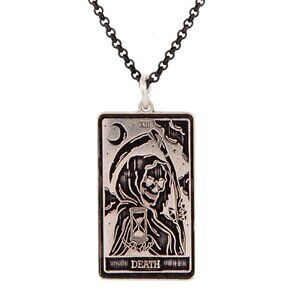 DEATH Tarot Card Necklace, Sterling Silver Tarot Necklace, Tarot Jewe…